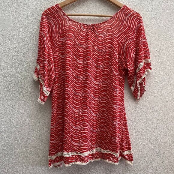 Ella Moss Embroidered Scoop Neck Blouse Shirt Top XS Extra Small Boho Festival - Picture 5 of 5